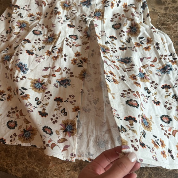 Francesca’s Vera Smocked Sleeve Paisley Dress Size L Linen Blend Cottagecore - Picture 10 of 13